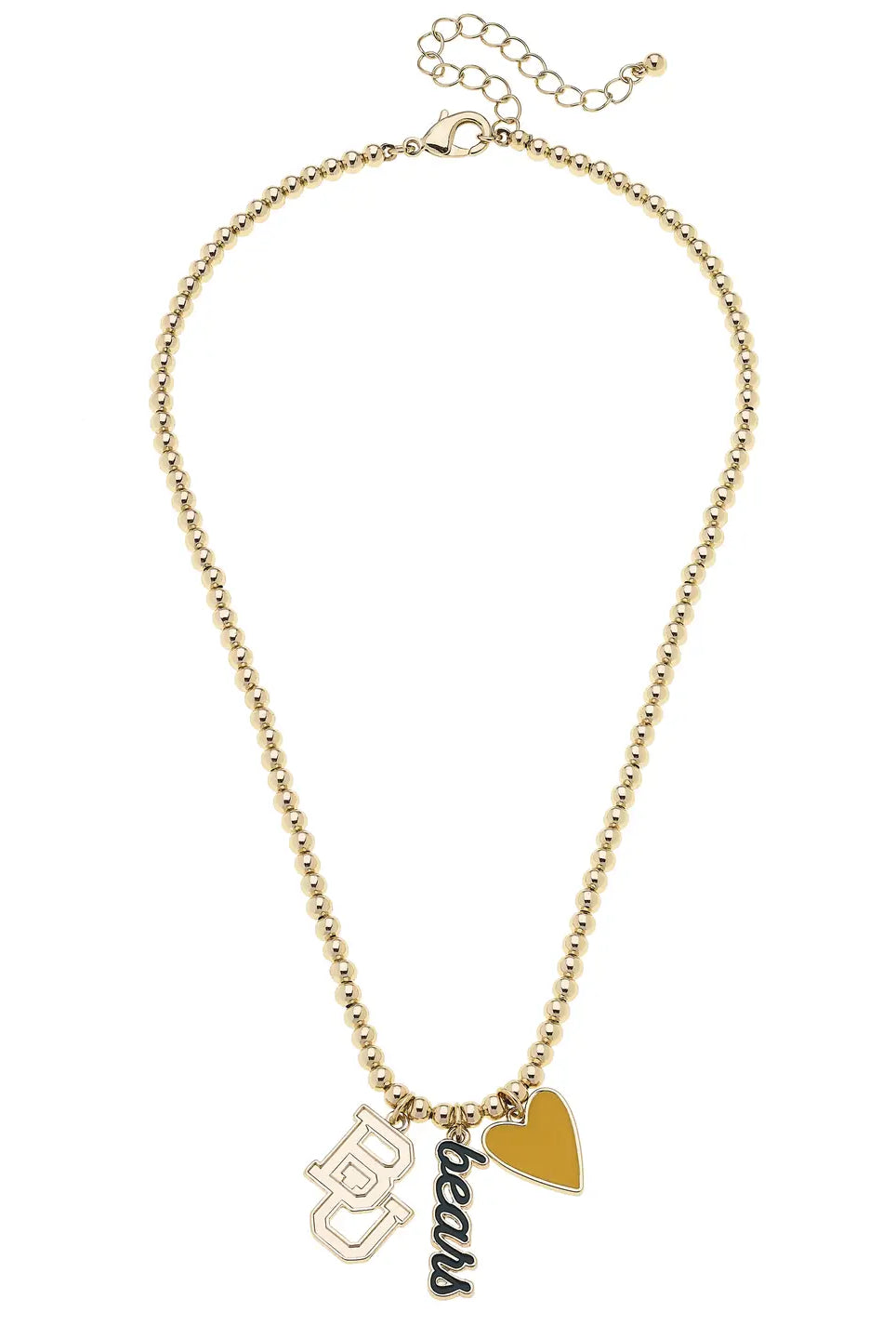 Canvas Style Baylor Bears Ball Bead Charm Necklace in Shiny Gold-charm necklace-Canvas Style-Deja Nu Boutique, Women's Fashion Boutique in Lampasas, Texas