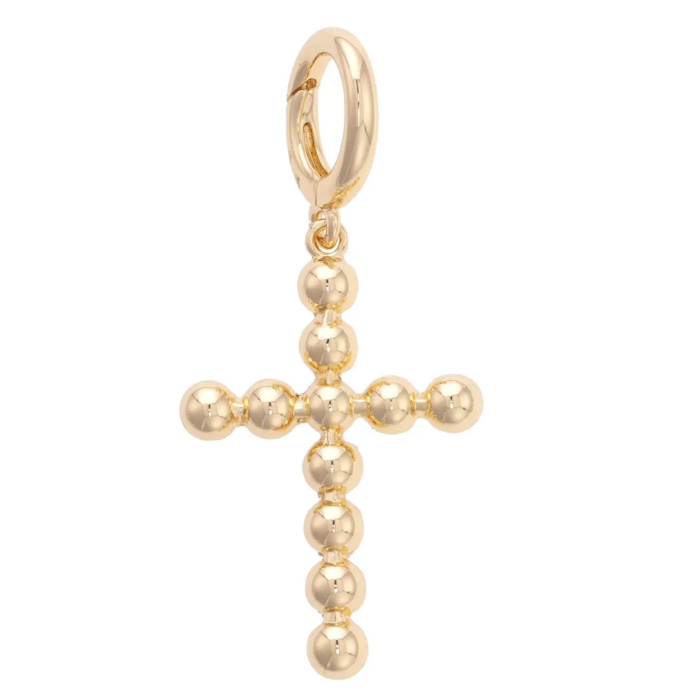 Canvas Style Beaded Cross Pendant Charm in Shiny Gold-Charms-Canvas Style-Deja Nu Boutique, Women's Fashion Boutique in Lampasas, Texas