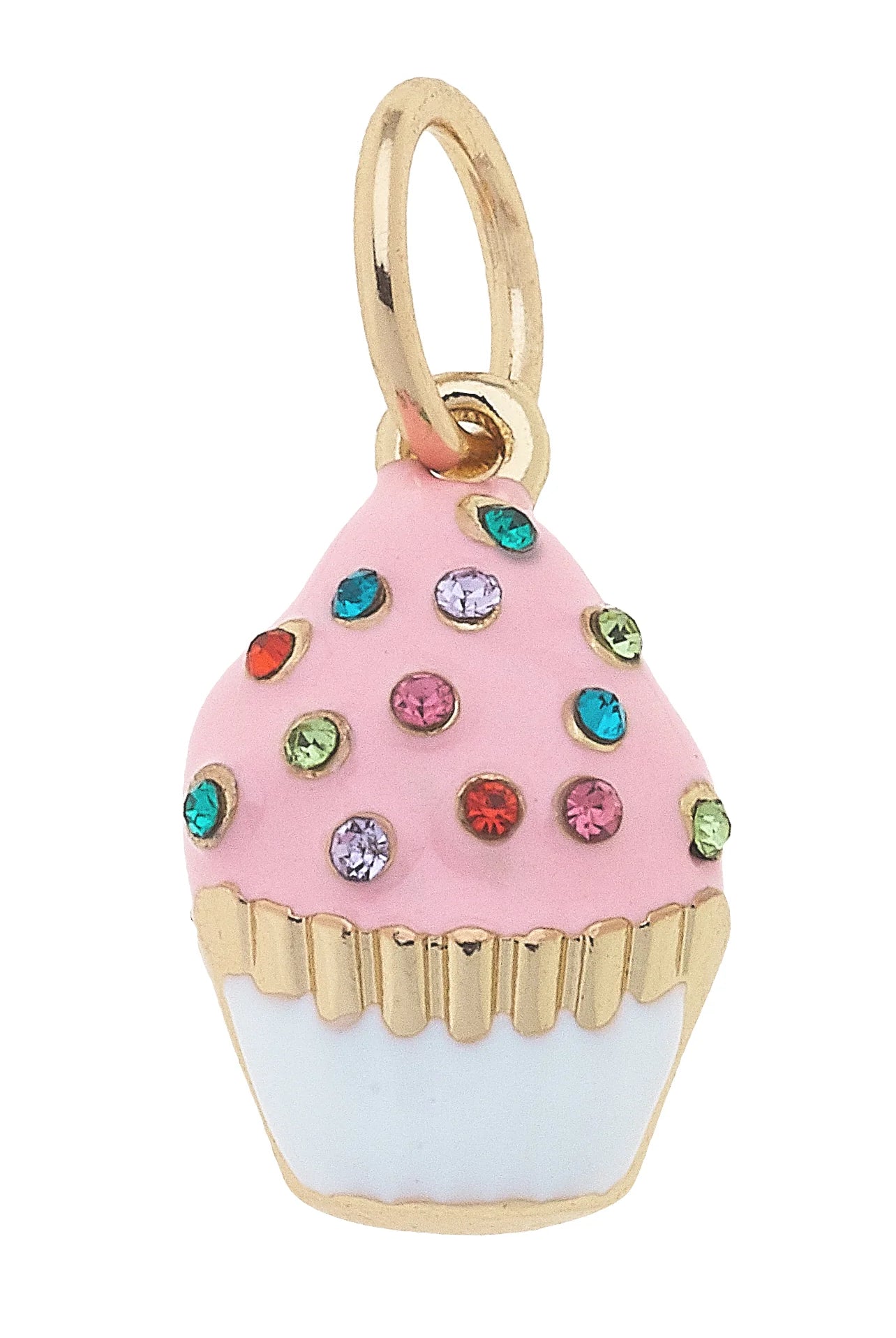 Canvas Style Bejeweled Cupcake Charm In Pink Frosted Sparkle-Charms-Canvas Style-Deja Nu Boutique, Women's Fashion Boutique in Lampasas, Texas