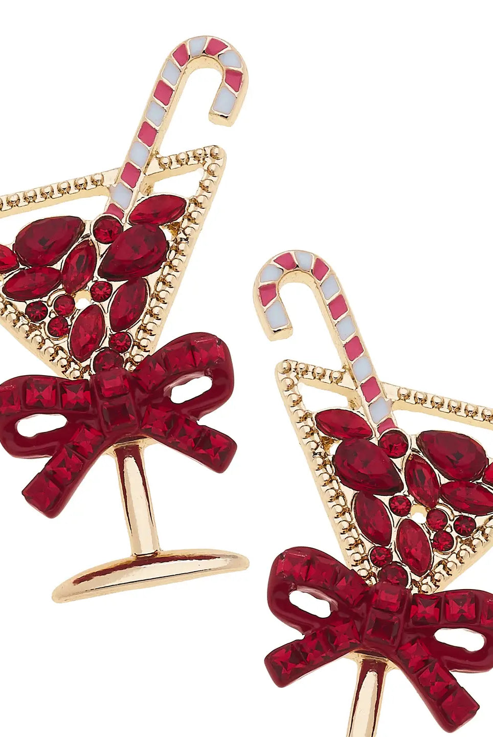 Canvas Style Candy Cane Christmas Cocktail Earrings in Red-Earrings-Canvas Style-Deja Nu Boutique, Women's Fashion Boutique in Lampasas, Texas