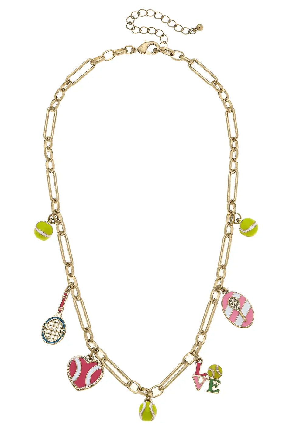 🎾 Canvas Style Challenger Tennis Enamel Charm Necklace – Shiny Gold-charm necklace-Canvas Style-Deja Nu Boutique, Women's Fashion Boutique in Lampasas, Texas