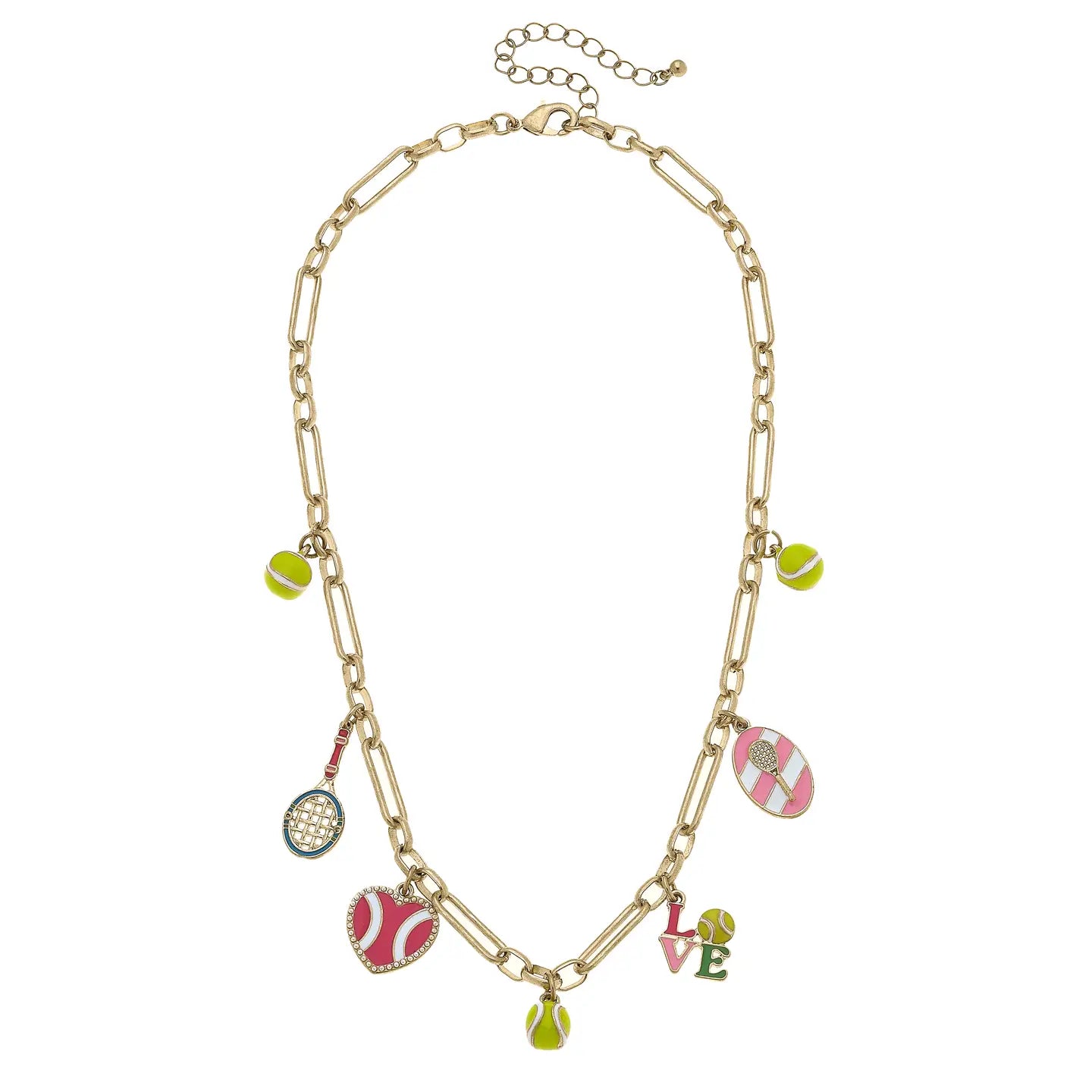 🎾 Canvas Style Challenger Tennis Enamel Charm Necklace – Shiny Gold-charm necklace-Canvas Style-Deja Nu Boutique, Women's Fashion Boutique in Lampasas, Texas