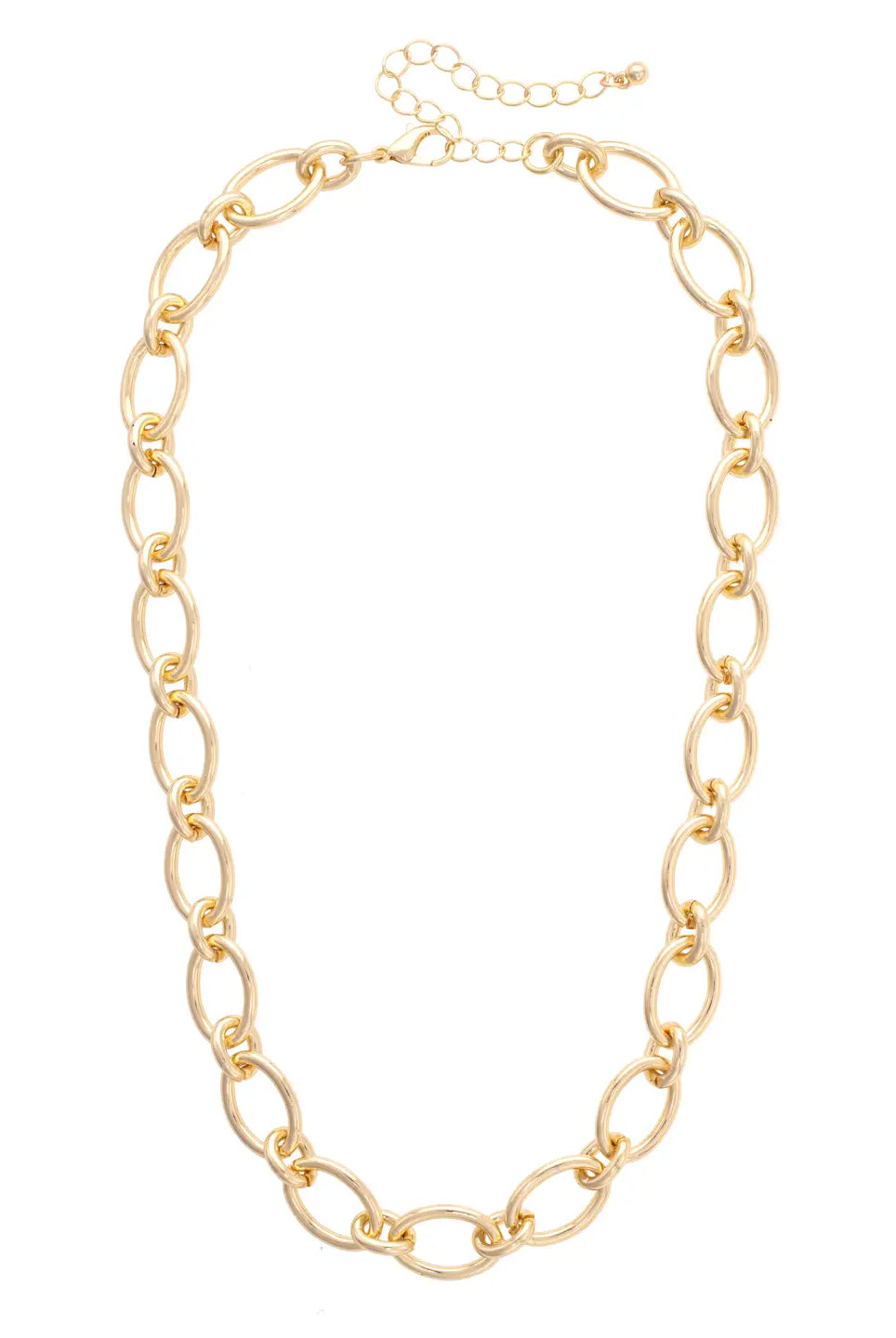 Canvas Style Conner Oval Linked Necklace in Shiny Gold-Necklaces-Canvas Style-Deja Nu Boutique, Women's Fashion Boutique in Lampasas, Texas