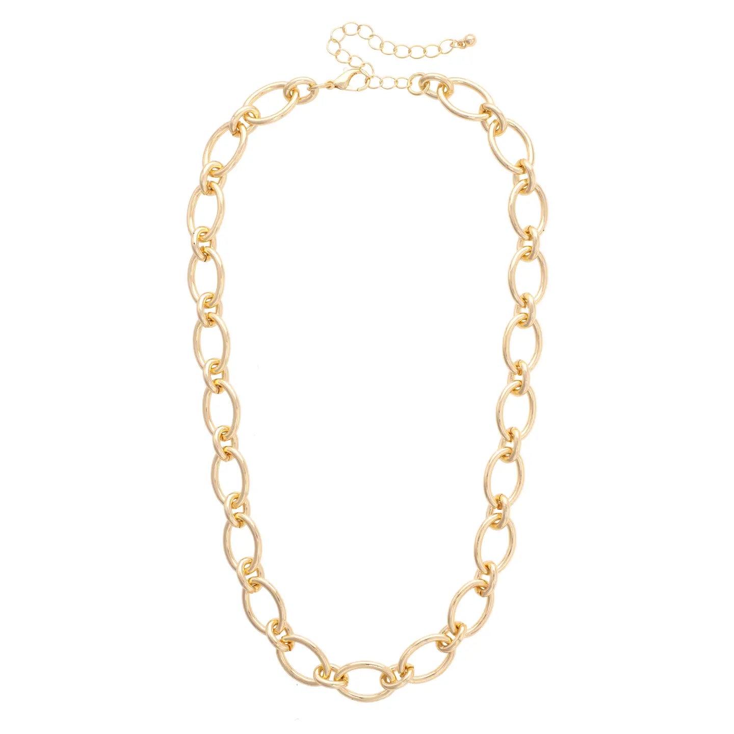 Canvas Style Conner Oval Linked Necklace in Shiny Gold-Necklaces-Canvas Style-Deja Nu Boutique, Women's Fashion Boutique in Lampasas, Texas