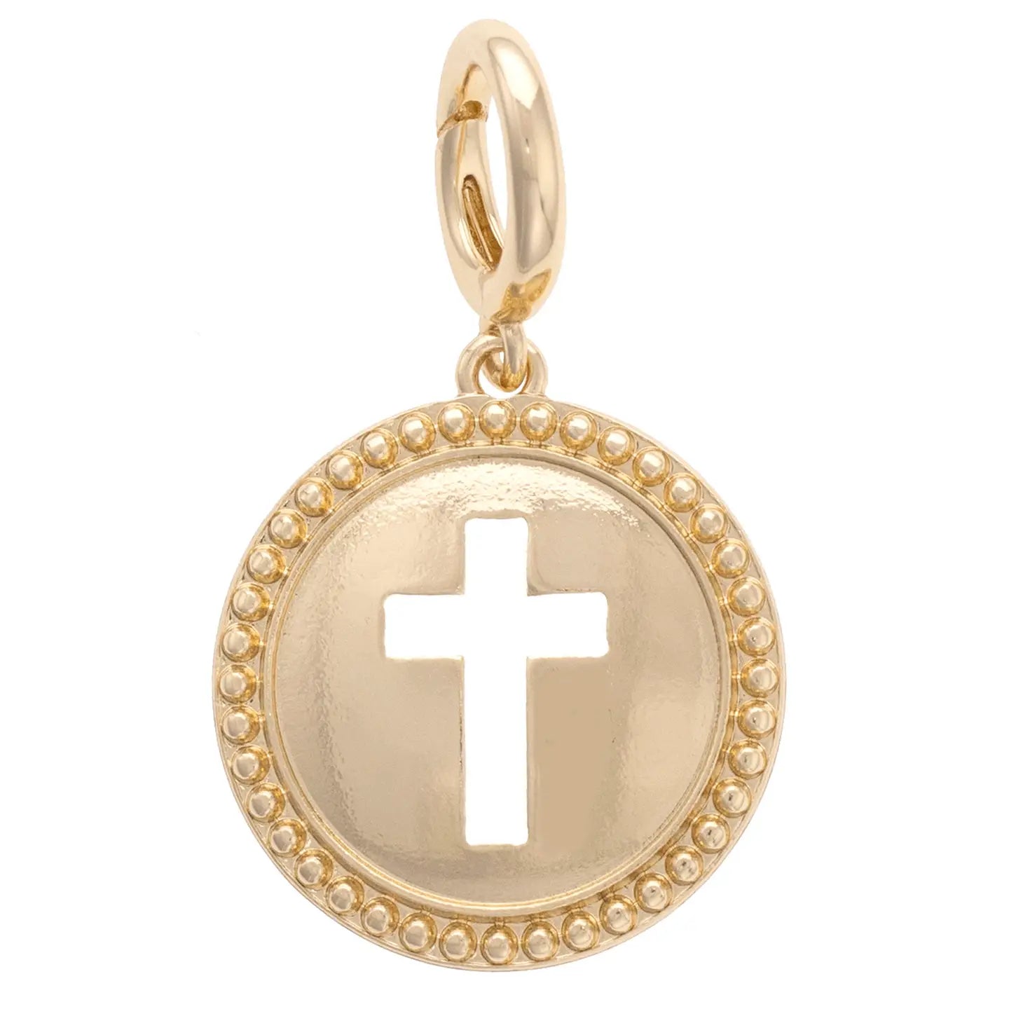 Canvas Style Cross Coin Pendant Charm in Shiny Gold-Pendant Charms-Canvas Style-Deja Nu Boutique, Women's Fashion Boutique in Lampasas, Texas