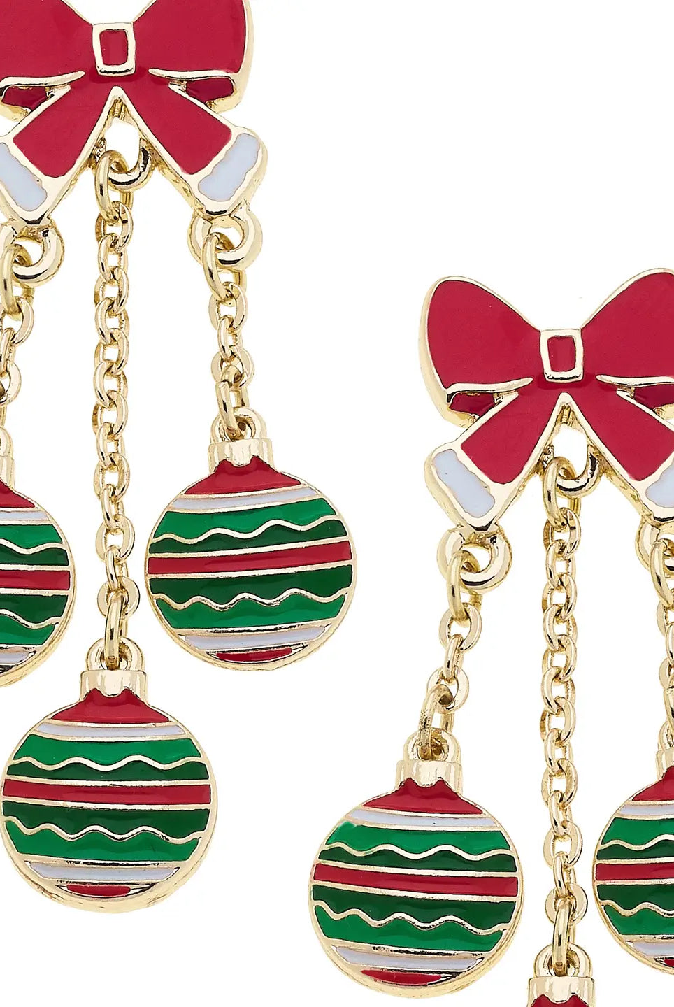 Canvas Style Deck the Halls Enamel Earrings in Red, Green and White-Earrings-Canvas Style-Deja Nu Boutique, Women's Fashion Boutique in Lampasas, Texas