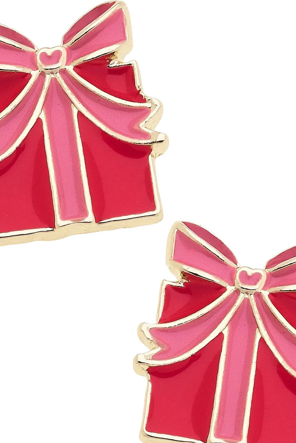 Canvas Style Gift Wrapped Enamel Stud Earrings in Red and Pink-Earrings-Canvas Style-Deja Nu Boutique, Women's Fashion Boutique in Lampasas, Texas