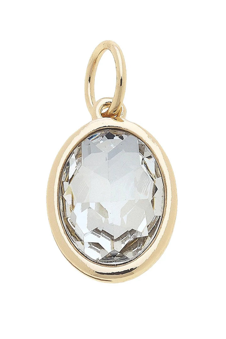 Canvas Style Glass Birthstone Charms In Garnet, Peridot & Diamond In 18K Gold Plated-Charms-Canvas Style-Deja Nu Boutique, Women's Fashion Boutique in Lampasas, Texas