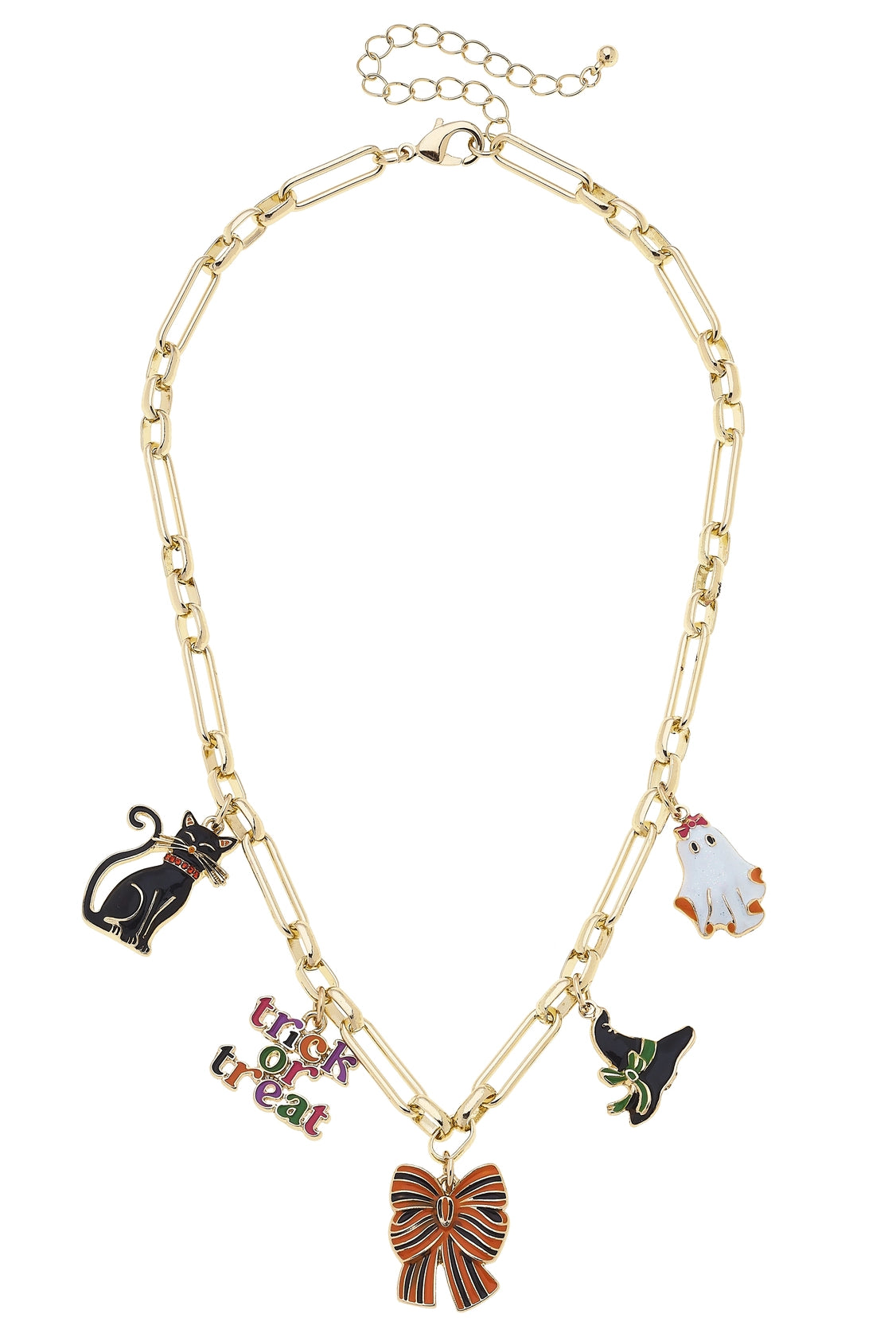 Canvas Style Halloween Enamel Charm Necklace in Shiny Gold-charm necklace-Canvas Style-Deja Nu Boutique, Women's Fashion Boutique in Lampasas, Texas