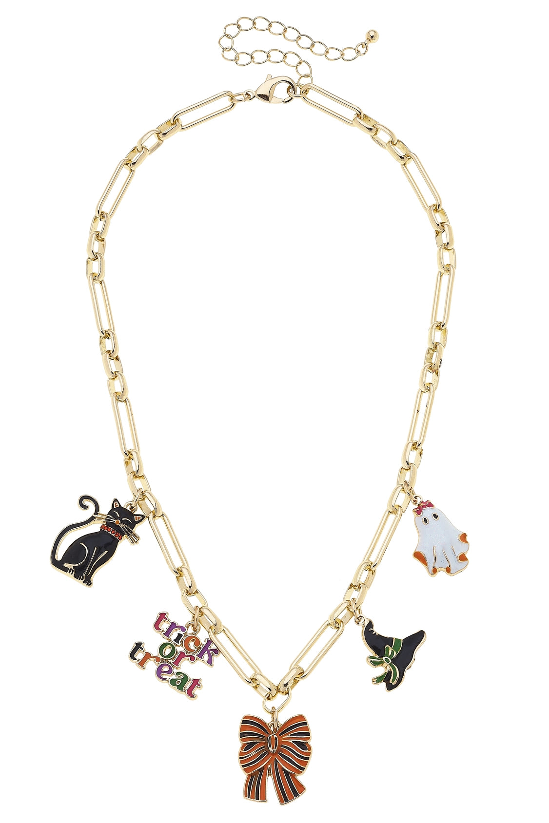 Canvas Style Halloween Enamel Charm Necklace in Shiny Gold-charm necklace-Canvas Style-Deja Nu Boutique, Women's Fashion Boutique in Lampasas, Texas