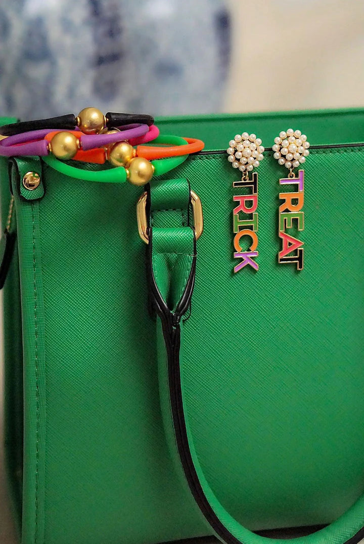 Canvas Style Halloween Enamel "Trick or Treat" Statement Earrings – Multi-Earrings-Canvas Style-Deja Nu Boutique, Women's Fashion Boutique in Lampasas, Texas