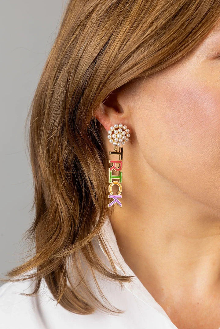 Canvas Style Halloween Enamel "Trick or Treat" Statement Earrings – Multi-Earrings-Canvas Style-Deja Nu Boutique, Women's Fashion Boutique in Lampasas, Texas