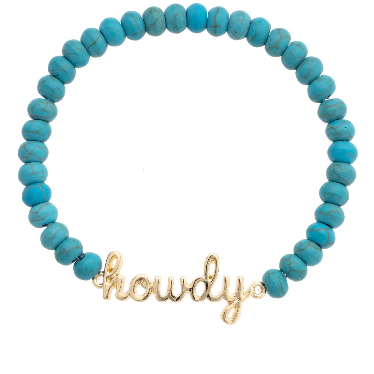Canvas Style Howdy Cursive Beaded Stretch Bracelet in Turquoise-Bracelets-Canvas Style-Deja Nu Boutique, Women's Fashion Boutique in Lampasas, Texas