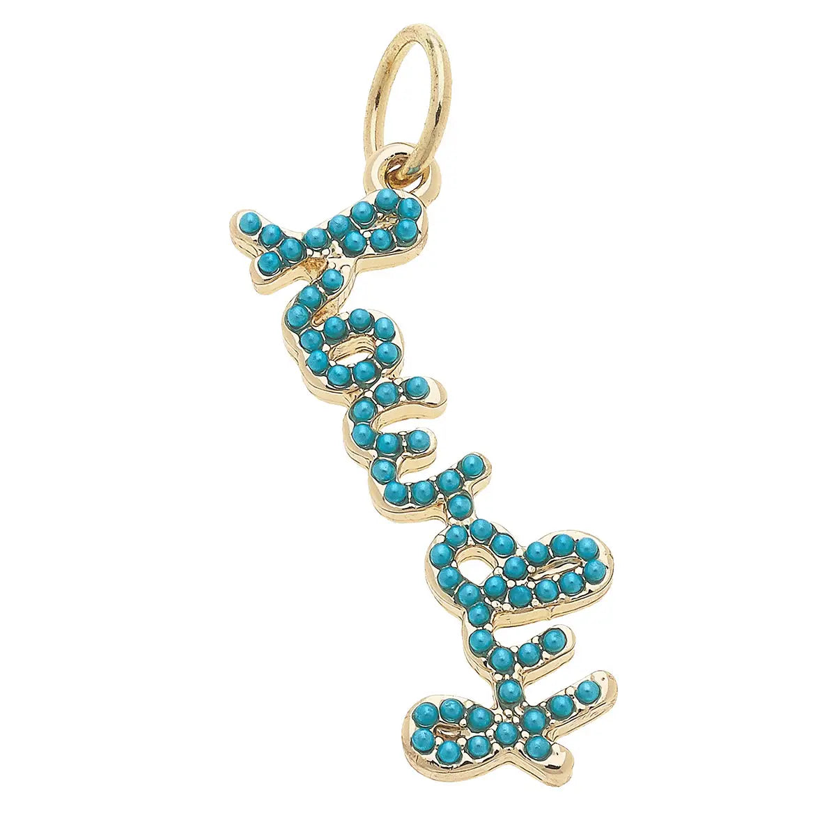 Canvas Style "Howdy" Turquoise-Studded Script Charm-Charms-Canvas Style-Deja Nu Boutique, Women's Fashion Boutique in Lampasas, Texas