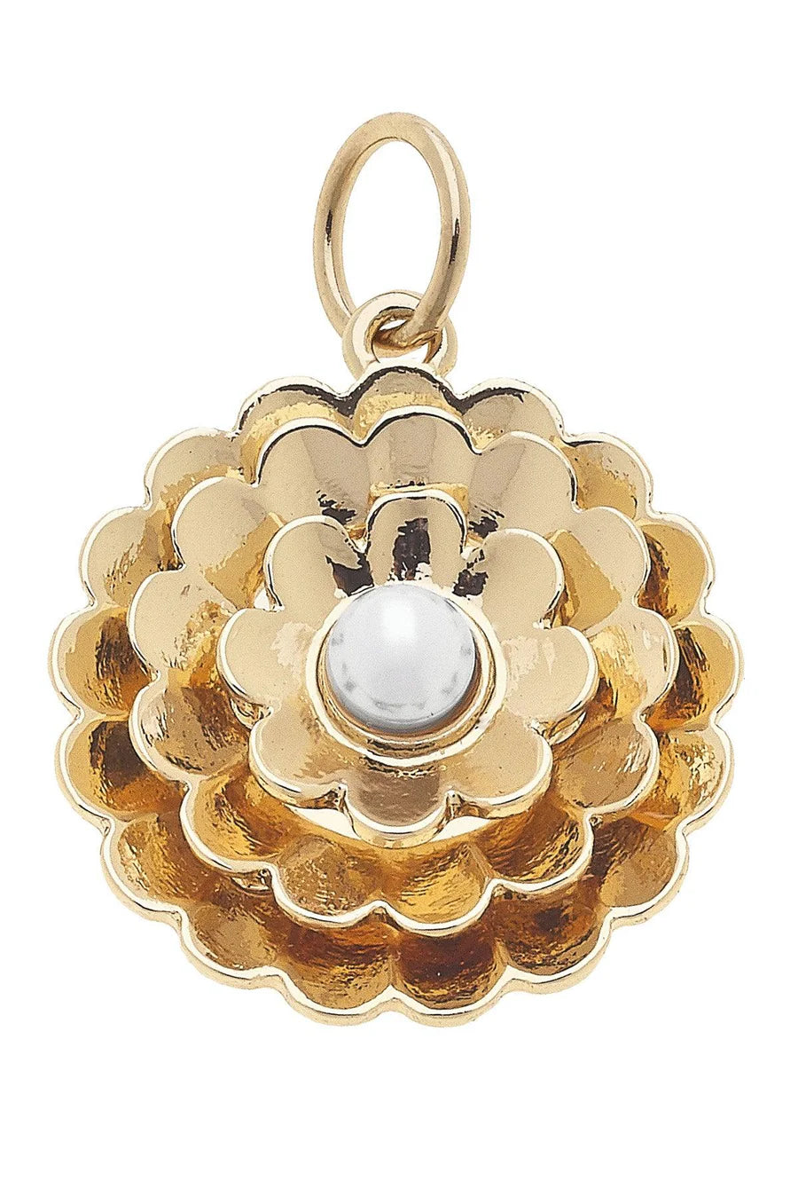 Canvas Style Layered Pearl Flower Charm in Shiny 18K Triple Gold Plating-Charms-Canvas Style-Deja Nu Boutique, Women's Fashion Boutique in Lampasas, Texas