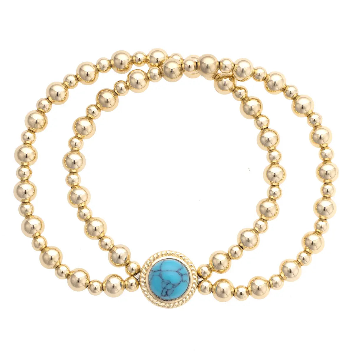 Canvas Style Los Alamos 2-Row Ball Bead Bracelet in Shiny Gold-Bracelets-Canvas Style-Deja Nu Boutique, Women's Fashion Boutique in Lampasas, Texas