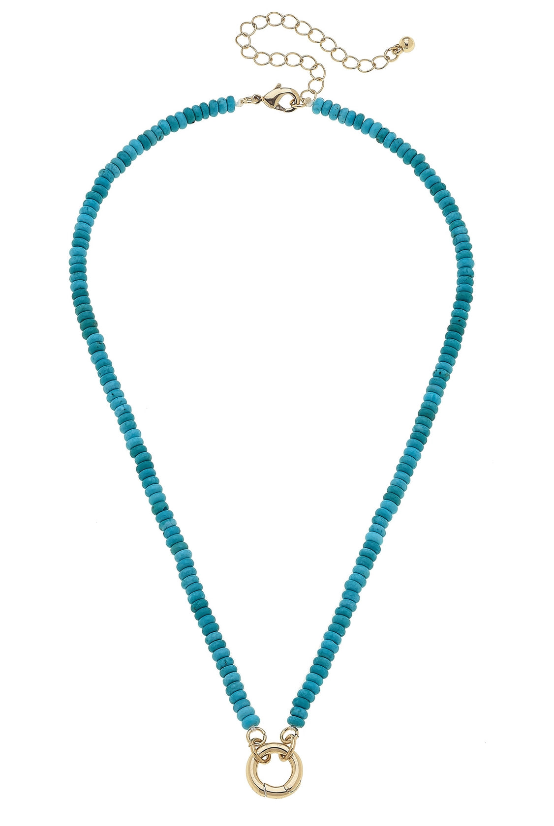 Canvas Style Lucy Gemstone Beaded Charm Necklace Base in Turquoise-charm necklace-Canvas Style-Deja Nu Boutique, Women's Fashion Boutique in Lampasas, Texas