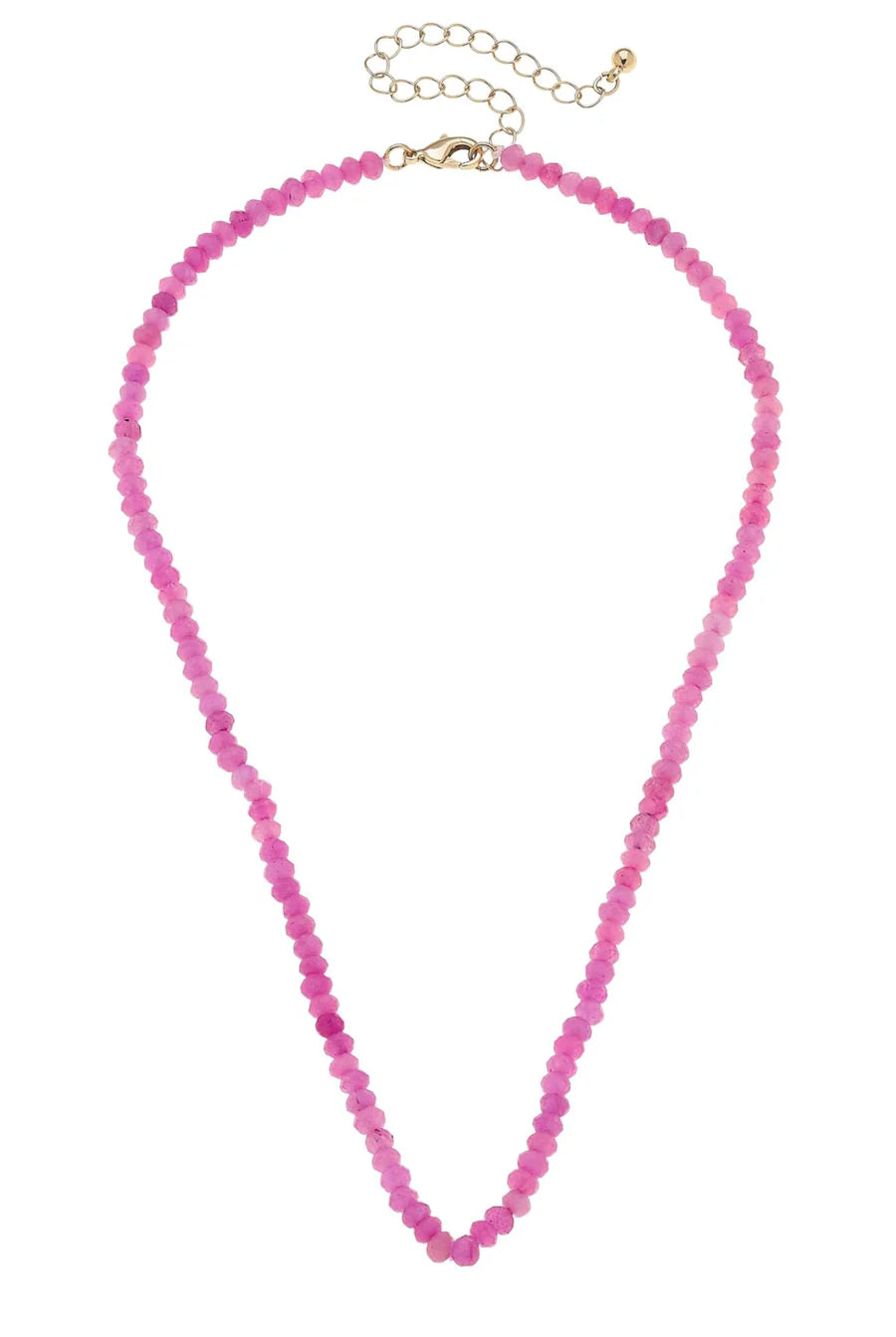 Canvas Style Lucy Pink Gemstone Beaded Multi-Charm 18K Gold Plated Necklace Base-charm necklace-Canvas Style-Deja Nu Boutique, Women's Fashion Boutique in Lampasas, Texas