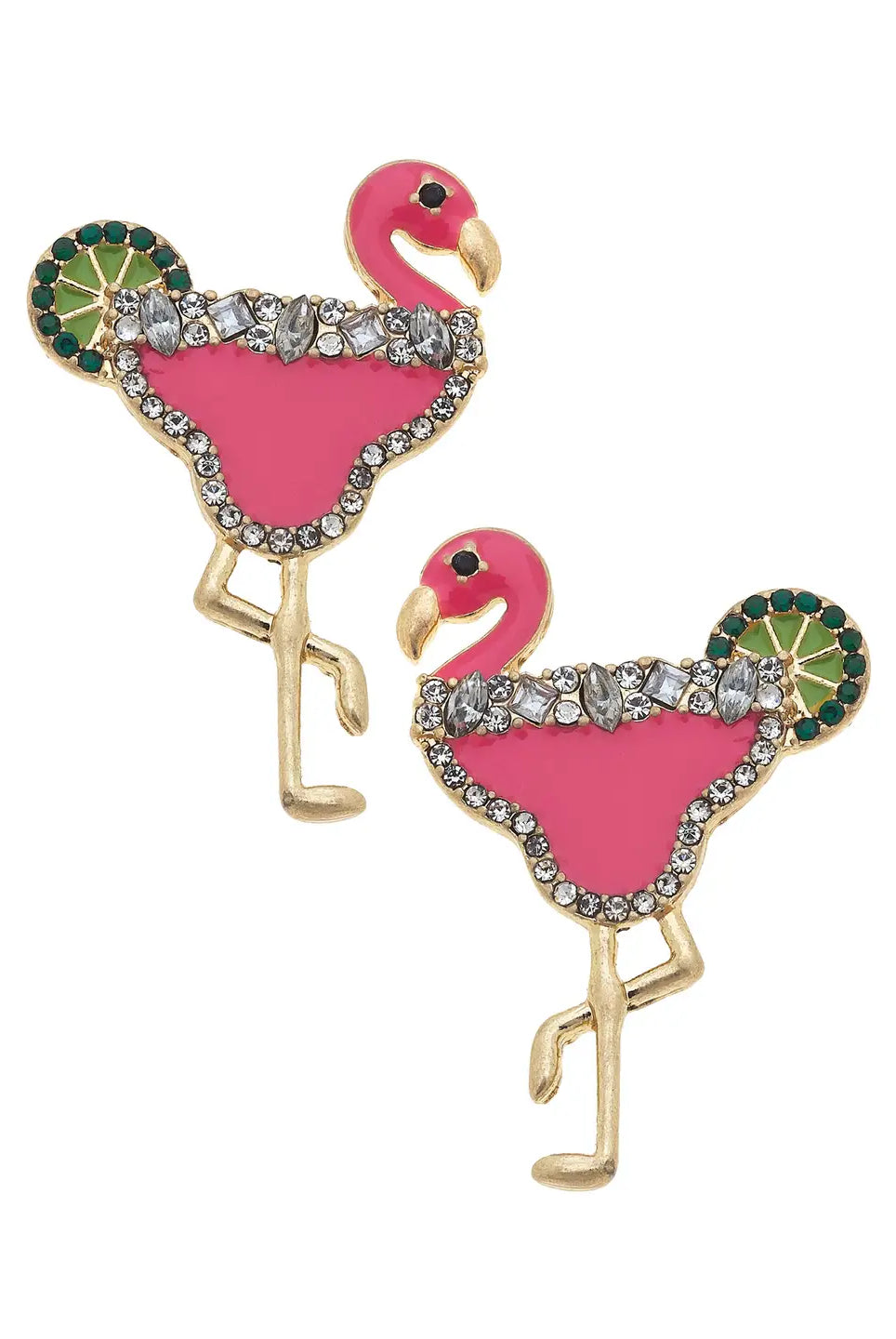 🦩 Canvas Style Machu Picchu Flamingo Cocktail Stud Earrings – Pink Paradise-Earrings-Canvas Style-Deja Nu Boutique, Women's Fashion Boutique in Lampasas, Texas