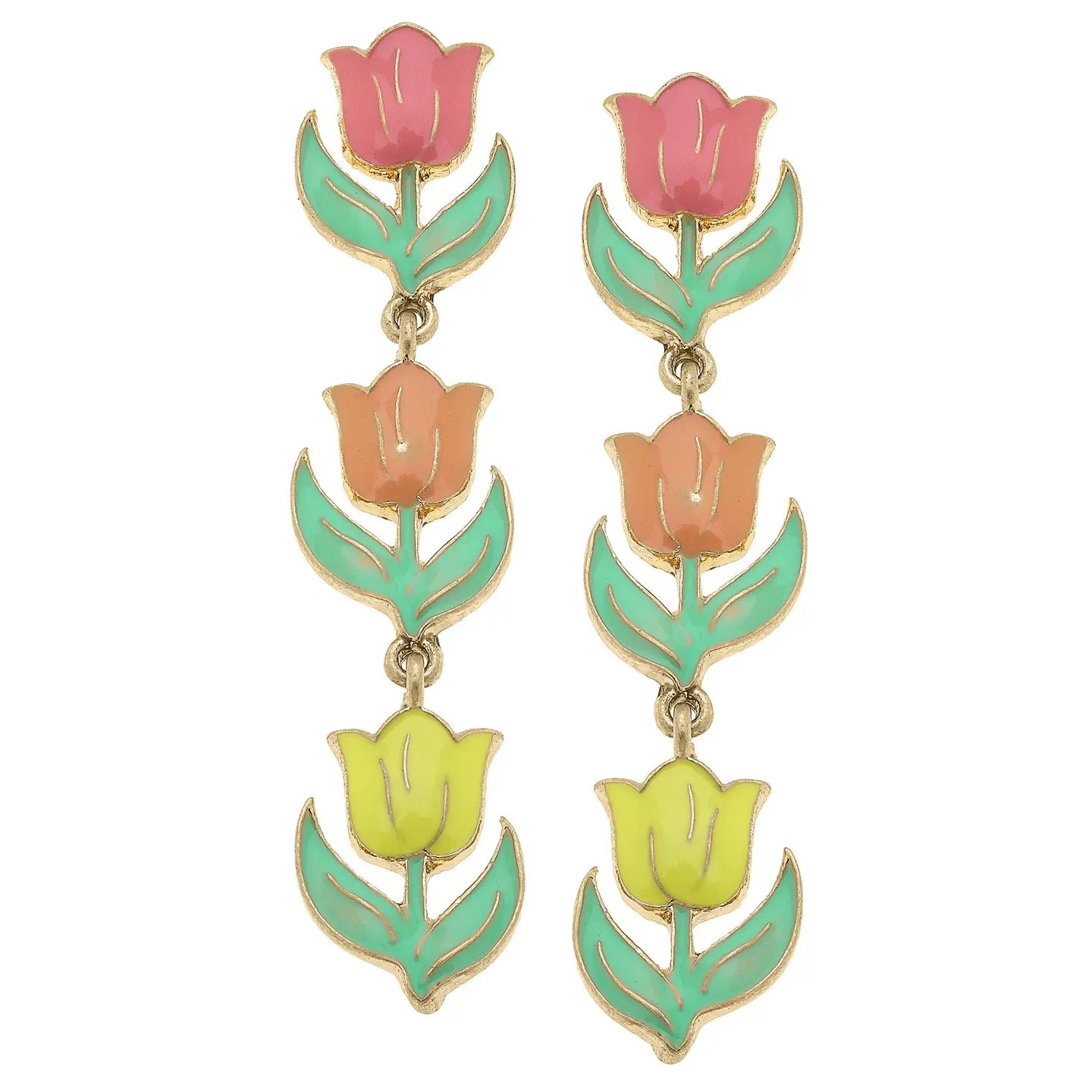 🌷 Canvas Style Multi-Colored Tulip Enamel Earrings-Earrings-Canvas Style-Deja Nu Boutique, Women's Fashion Boutique in Lampasas, Texas