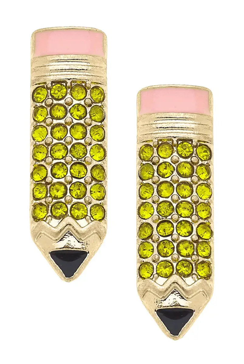 Canvas Style Pave #2 Pencil Stud Earrings in Yellow & Gold-Earrings-Canvas Style-Deja Nu Boutique, Women's Fashion Boutique in Lampasas, Texas