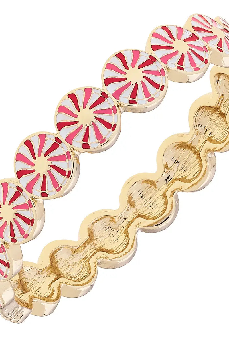 Canvas Style Peppermint Enamel Hinge Bangle in Red & White-Bracelets-Canvas Style-Deja Nu Boutique, Women's Fashion Boutique in Lampasas, Texas