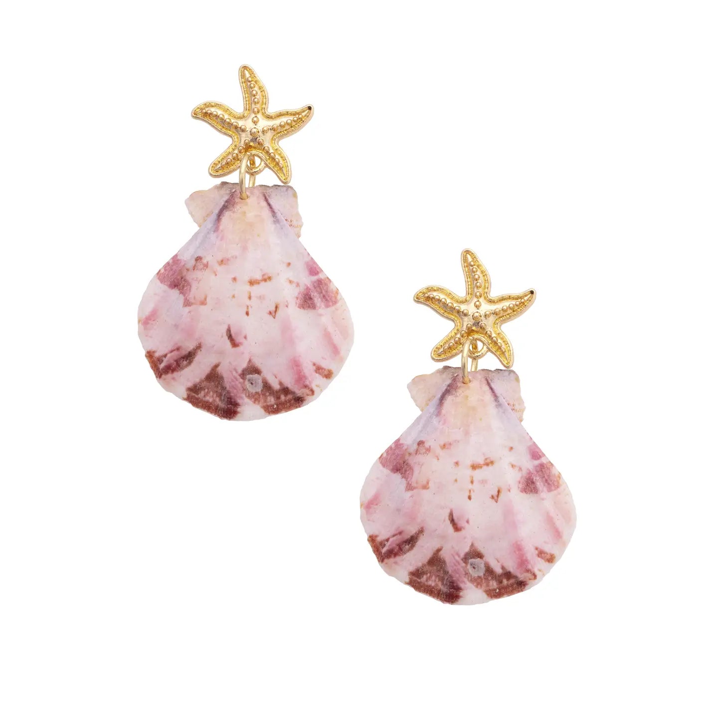 Canvas Style Pink Starfish & Shell Drop Earrings-Earrings-Canvas Style-Deja Nu Boutique, Women's Fashion Boutique in Lampasas, Texas