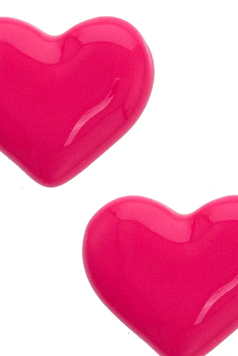 Canvas Style Puffy Heart Enamel Earrings in Red-Earrings-Canvas Style-Deja Nu Boutique, Women's Fashion Boutique in Lampasas, Texas