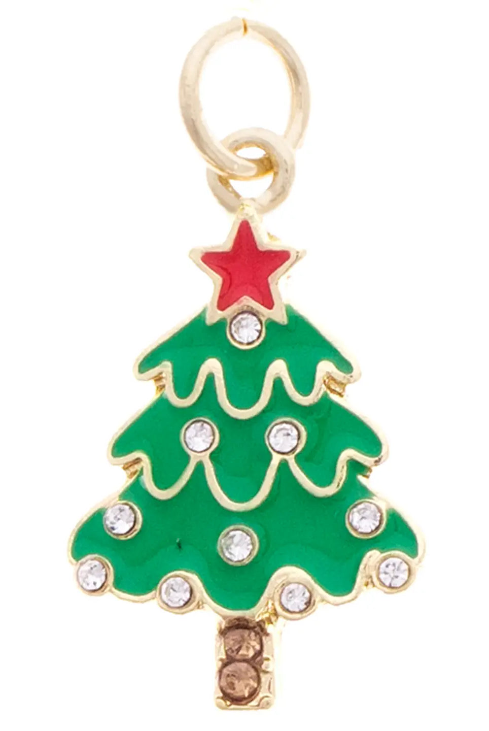 Canvas Style Rhinestone Enamel Christmas Tree Charm in Green with Gold Plating-charm-Canvas Style-Deja Nu Boutique, Women's Fashion Boutique in Lampasas, Texas