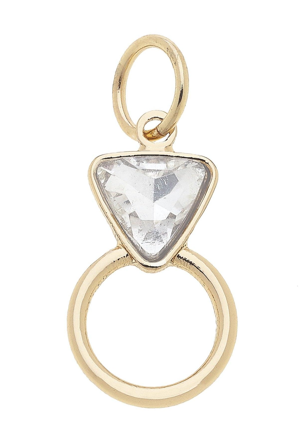 Canvas Style Rhinestone Ring Charm In Shiny Gold Sparkler-Charms-Canvas Style-Deja Nu Boutique, Women's Fashion Boutique in Lampasas, Texas