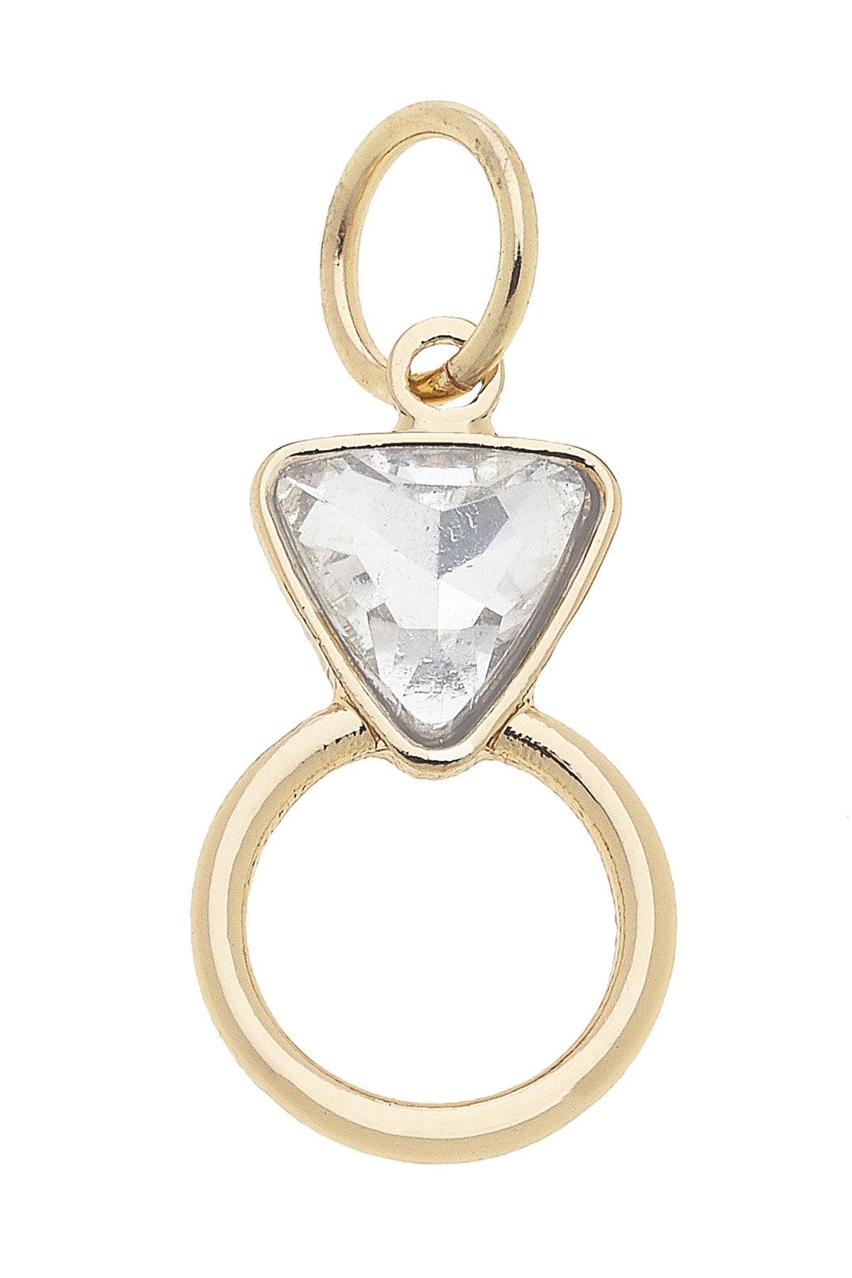 Canvas Style Rhinestone Ring Charm In Shiny Gold Sparkler-Charms-Canvas Style-Deja Nu Boutique, Women's Fashion Boutique in Lampasas, Texas