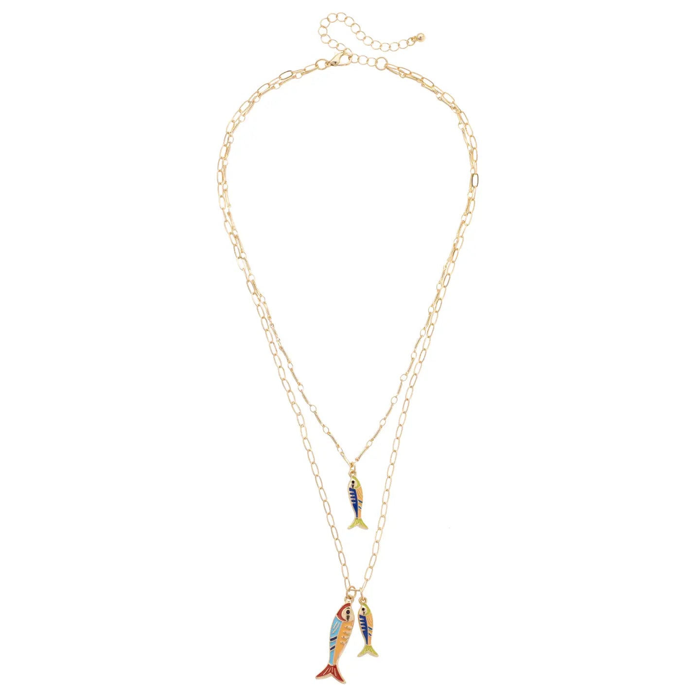 Canvas Style Sardine Enamel Layered Necklace – Shiny Gold-charm necklace-Canvas Style-Deja Nu Boutique, Women's Fashion Boutique in Lampasas, Texas