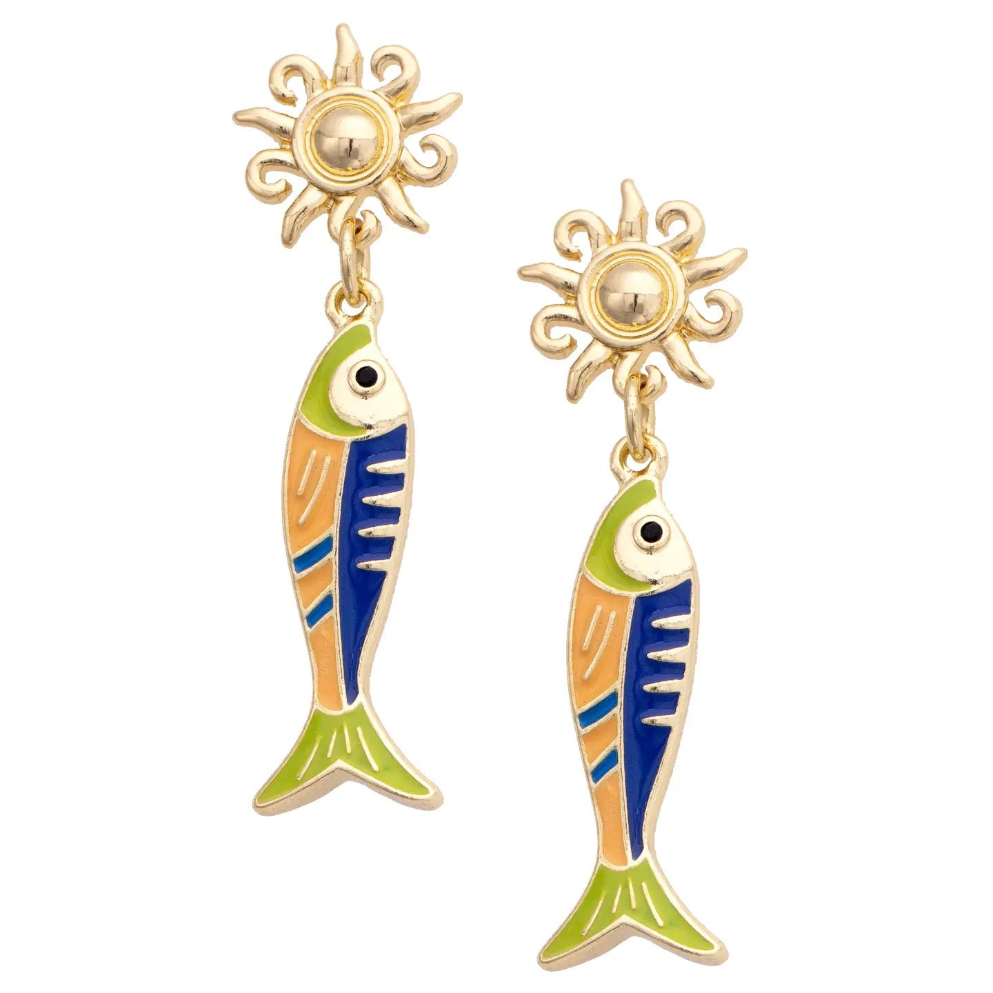 Canvas Style Sardine Sun Drop Earrings – Shiny Gold-Earrings-Canvas Style-Deja Nu Boutique, Women's Fashion Boutique in Lampasas, Texas