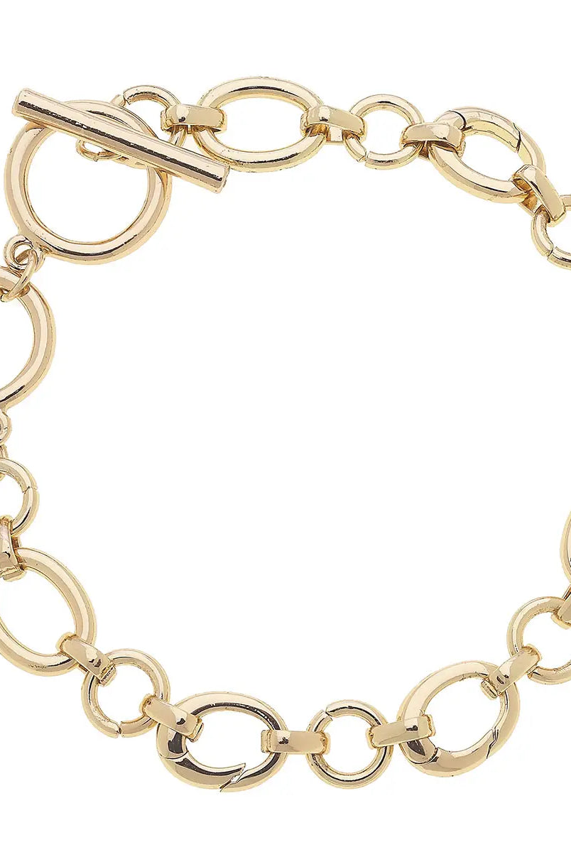 Canvas Style Sasha Toggle Charm Bracelet In18K Triple Gold Plated, 7.5"-charm bracelet-Canvas Style-Deja Nu Boutique, Women's Fashion Boutique in Lampasas, Texas
