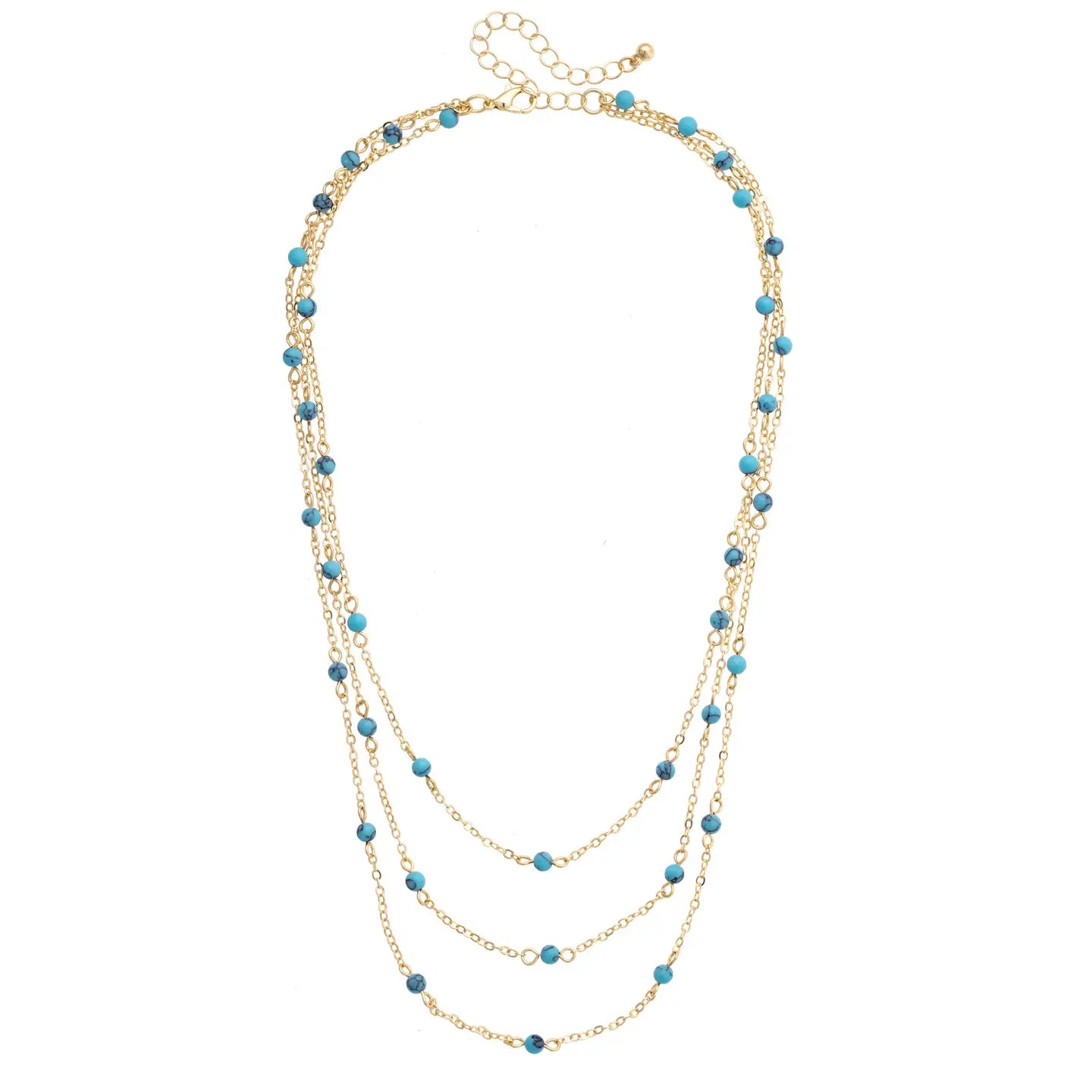 Canvas Style Selena Dainty Layered Necklace in Turquoise-Necklaces-Canvas Style-Deja Nu Boutique, Women's Fashion Boutique in Lampasas, Texas