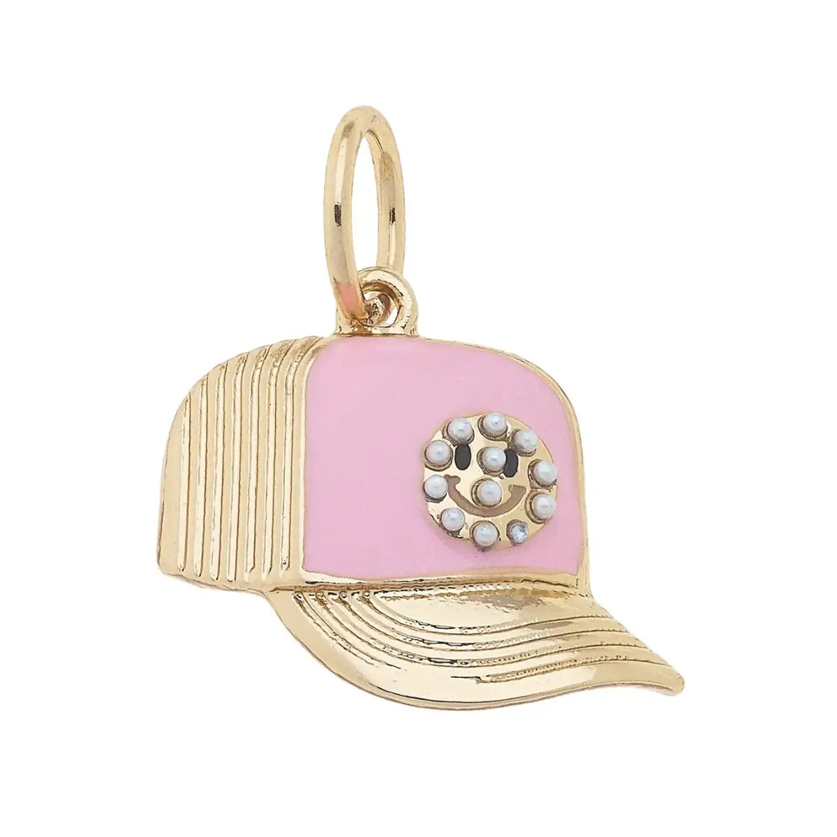 🧢 Canvas Style Smiley Face Trucker Hat Charm – Light Pink-Charms-Canvas Style-Deja Nu Boutique, Women's Fashion Boutique in Lampasas, Texas