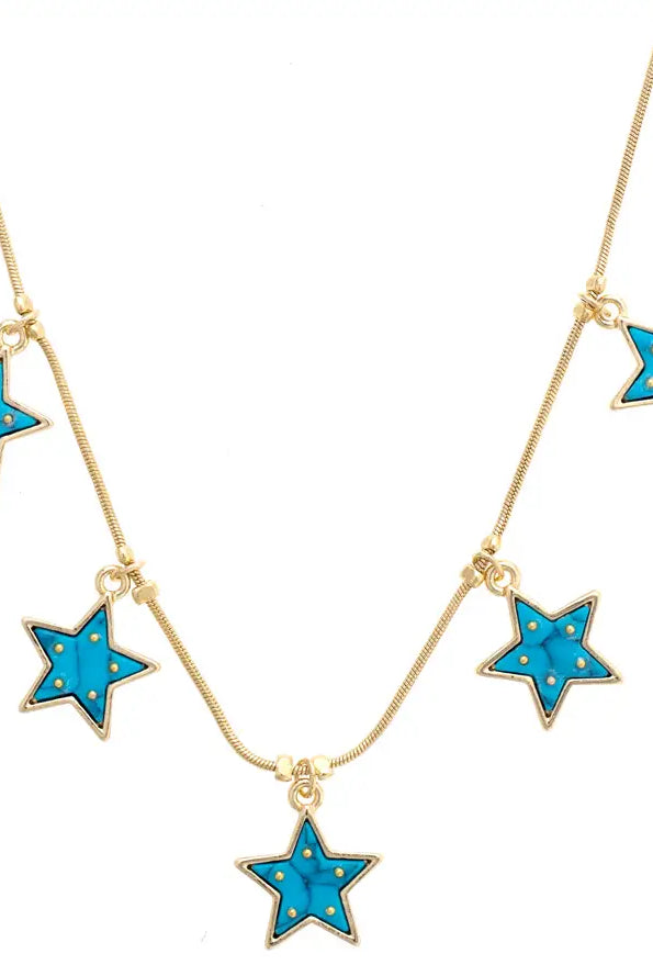 Canvas Style Southwestern Turquoise Star Charm Necklace – 18K Gold Plated-Necklaces-Canvas Style-Deja Nu Boutique, Women's Fashion Boutique in Lampasas, Texas