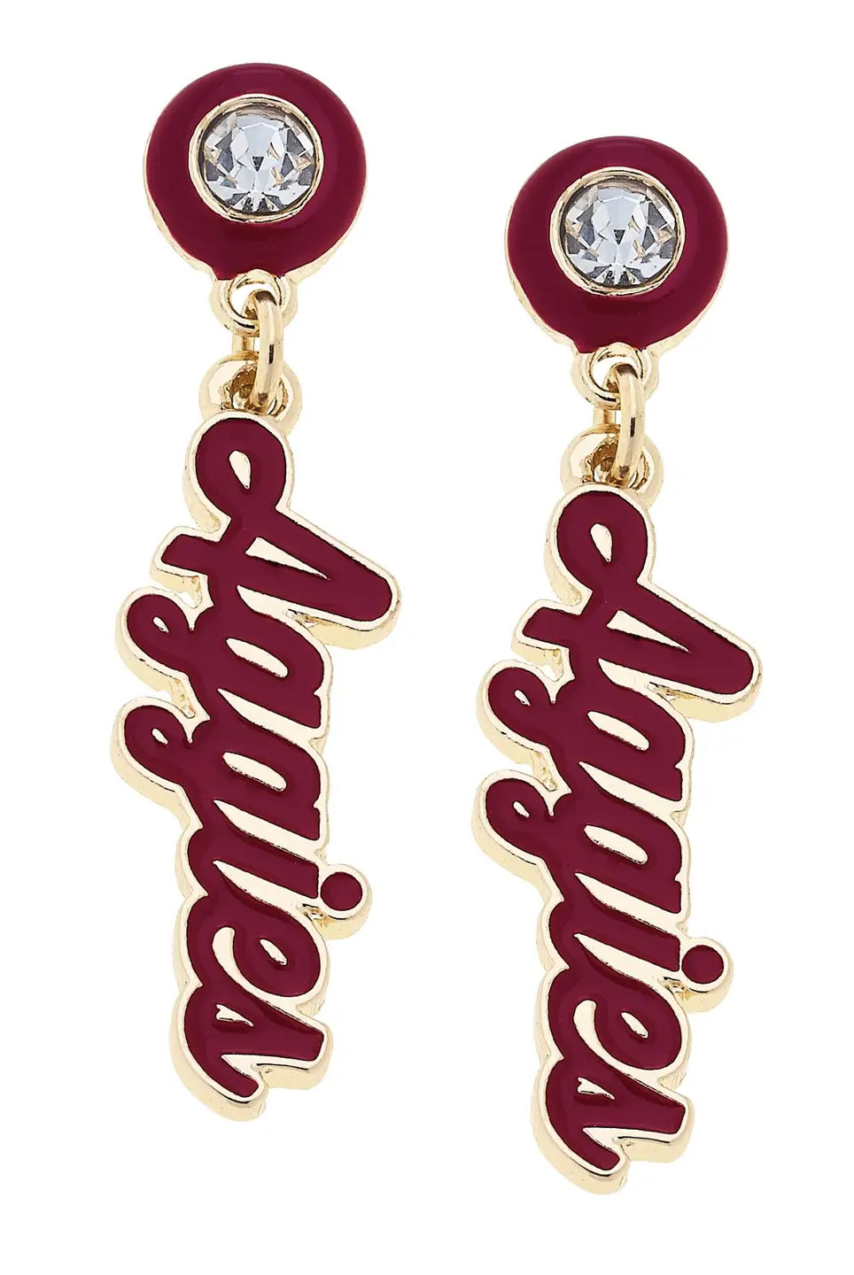 Canvas Style Texas A&M Aggies Autograph Enamel Earrings in Maroon & Gold-Earrings-Canvas Style-Deja Nu Boutique, Women's Fashion Boutique in Lampasas, Texas