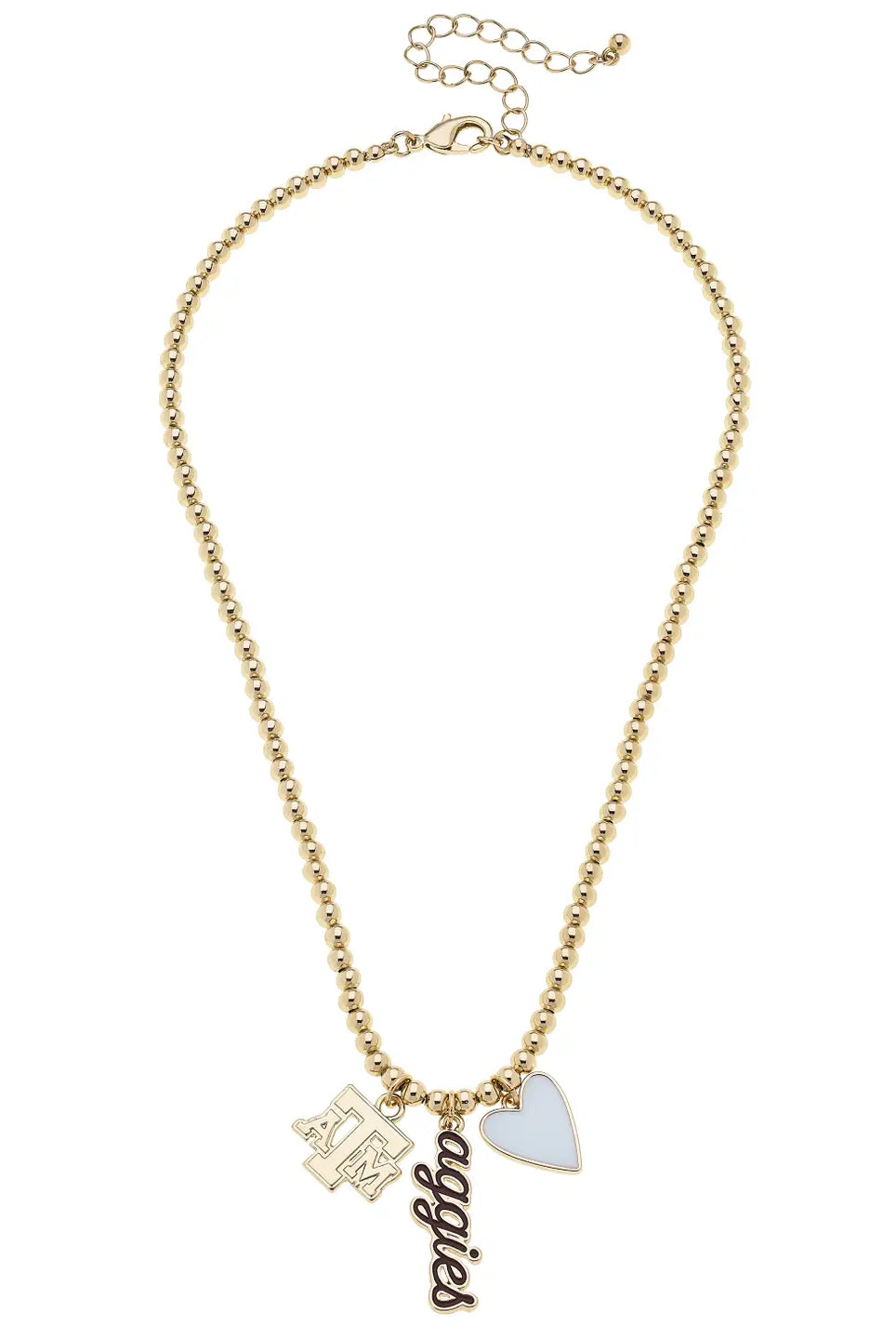 Canvas Style Texas A&M Aggies Ball Bead Charm Necklace – Shiny Gold-charm necklace-Canvas Style-Deja Nu Boutique, Women's Fashion Boutique in Lampasas, Texas
