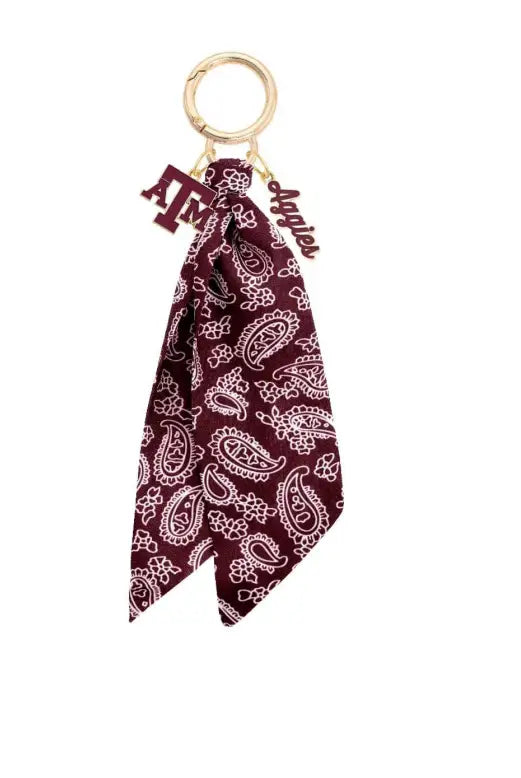 Canvas Style Texas A&M Aggies Logo Bandana Bag Charm – Maroon Paisley-bag charm-Canvas Style-Deja Nu Boutique, Women's Fashion Boutique in Lampasas, Texas