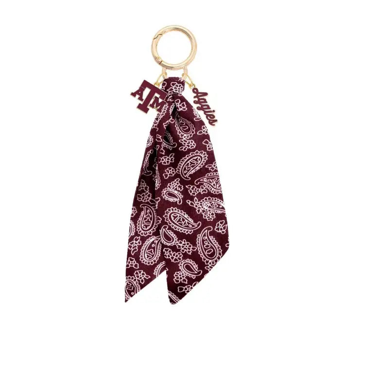 Canvas Style Texas A&M Aggies Logo Bandana Bag Charm – Maroon Paisley-bag charm-Canvas Style-Deja Nu Boutique, Women's Fashion Boutique in Lampasas, Texas