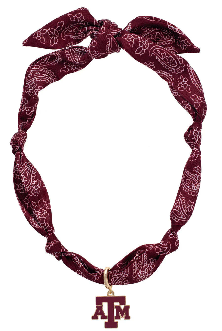 Canvas Style Texas A&M Aggies Logo Bandana Scarf Necklace – NCAA Licensed-Scarf Necklace-Canvas Style-Deja Nu Boutique, Women's Fashion Boutique in Lampasas, Texas