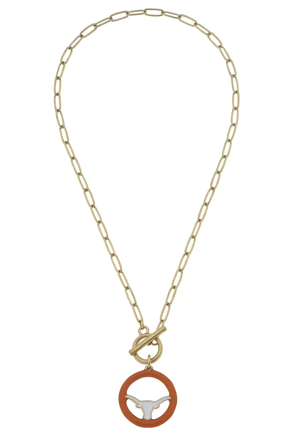 Canvas Style Texas Longhorns Logo Enamel T-Bar Necklace-Necklace Set-Canvas Style-Deja Nu Boutique, Women's Fashion Boutique in Lampasas, Texas
