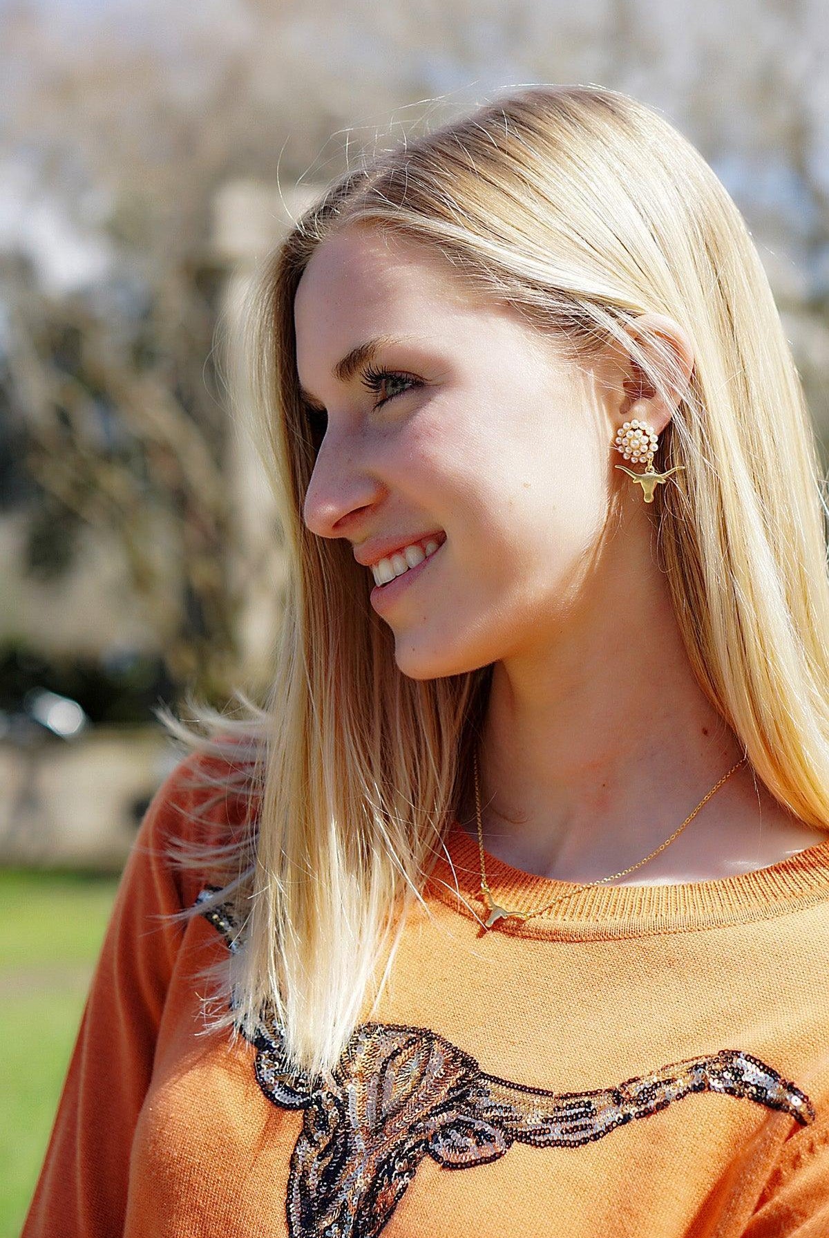 Canvas Style University of Texas Longhorn Logo Necklace – 24K Gold Plated-Necklaces-Canvas Style-Deja Nu Boutique, Women's Fashion Boutique in Lampasas, Texas