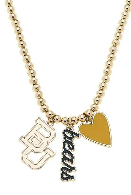Canvas Style Baylor Bears Ball Bead Charm Necklace in Shiny Gold-charm necklace-Canvas Style-Deja Nu Boutique, Women's Fashion Boutique in Lampasas, Texas