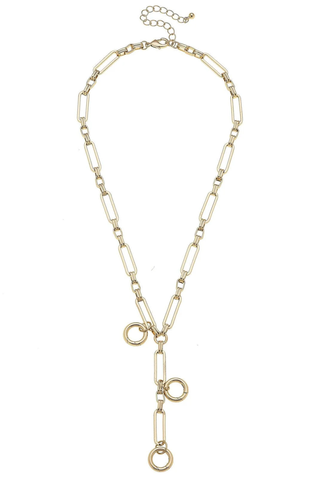 Canvas Style Bella Multi-Charm Lariat Necklace Base In Shiny Gold-charm necklace-Canvas Style-Deja Nu Boutique, Women's Fashion Boutique in Lampasas, Texas