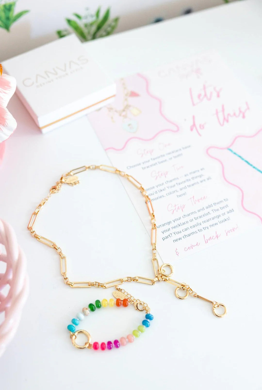Canvas Style Bella Multi-Charm Lariat Necklace Base In Shiny Gold-charm necklace-Canvas Style-Deja Nu Boutique, Women's Fashion Boutique in Lampasas, Texas