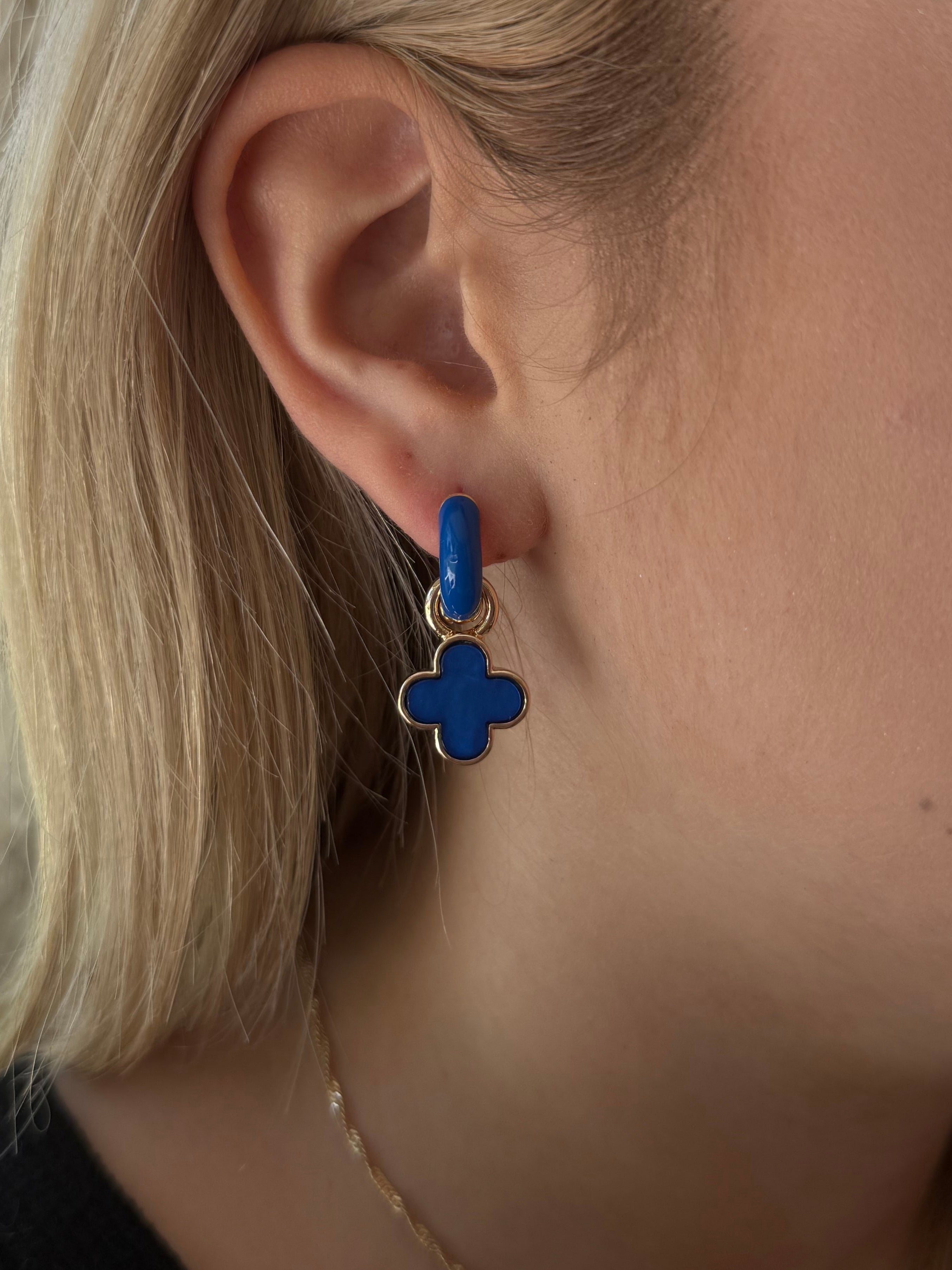 Canvas Style Marbled Enamel Clover Charm Set in Blue Shiny Gold Plated-earring charm-Canvas Style-Deja Nu Boutique, Women's Fashion Boutique in Lampasas, Texas