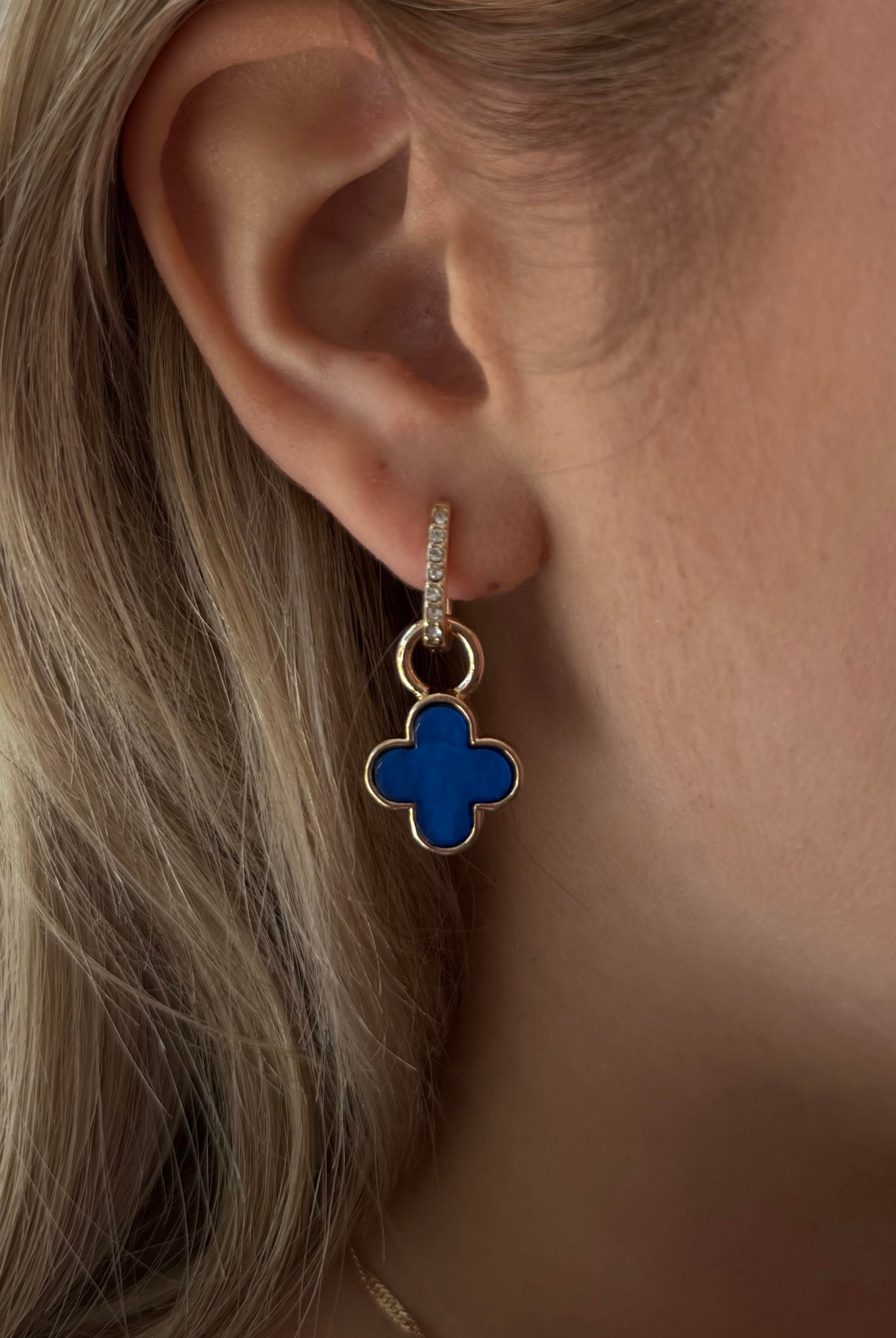 Canvas Style Tai Pave Rectangle Huggie Hoop Earrings In Shiny Gold Plated-charm earrings-Canvas Style-Deja Nu Boutique, Women's Fashion Boutique in Lampasas, Texas