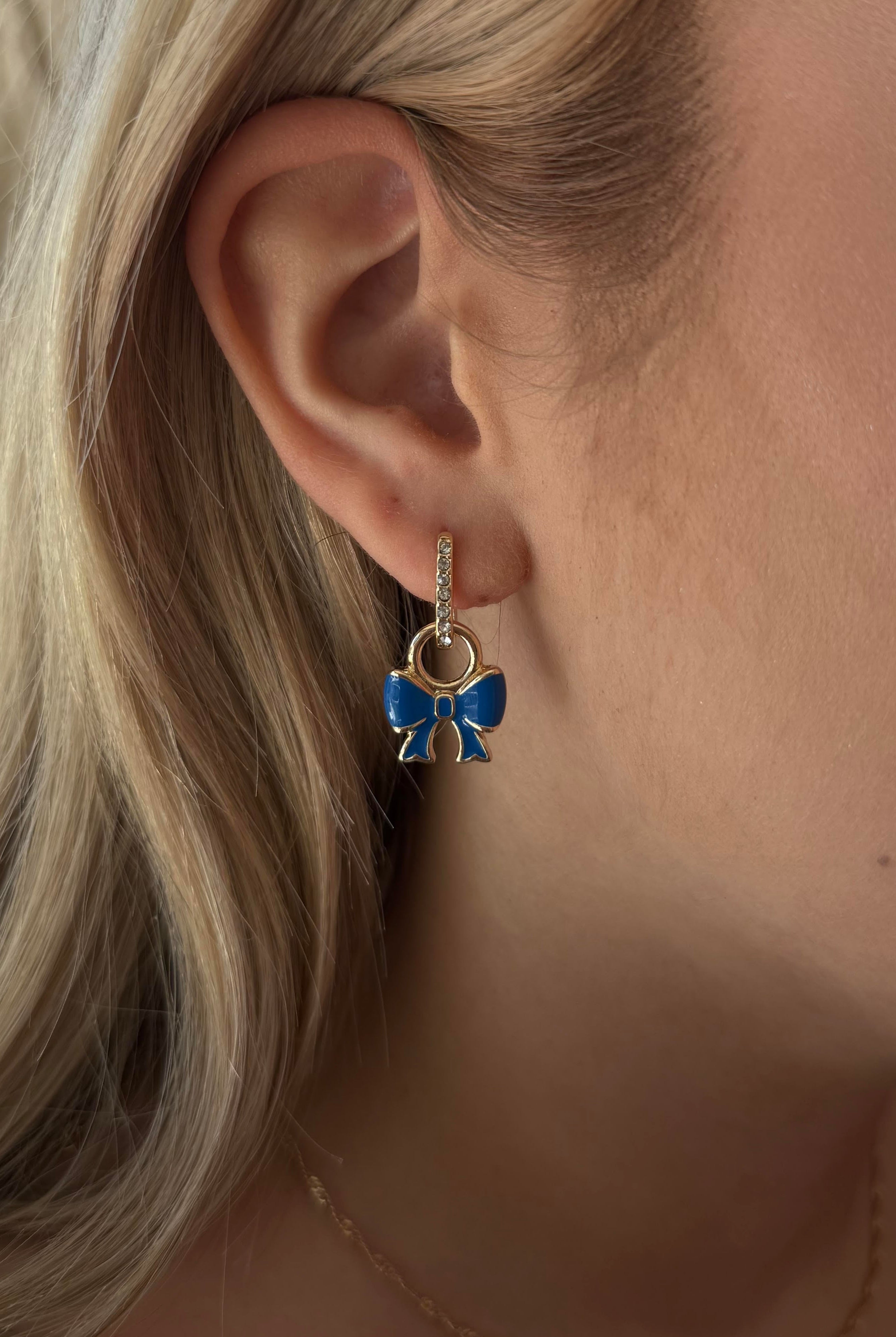 Canvas Style Tai Pave Rectangle Huggie Hoop Earrings In Shiny Gold Plated-charm earrings-Canvas Style-Deja Nu Boutique, Women's Fashion Boutique in Lampasas, Texas